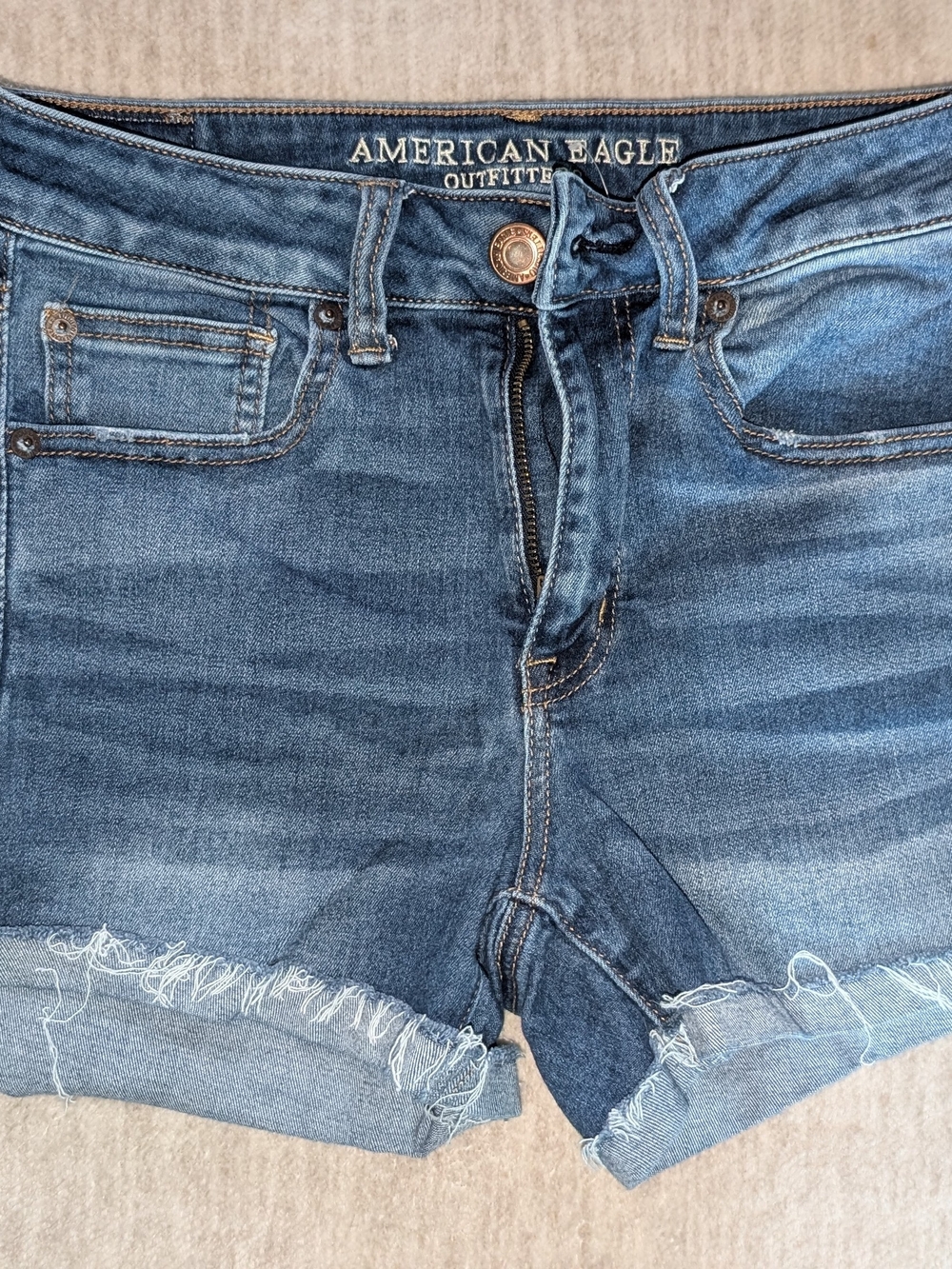 American Eagle Hi-Rise Shortie Denim Jean Shorts Size 6